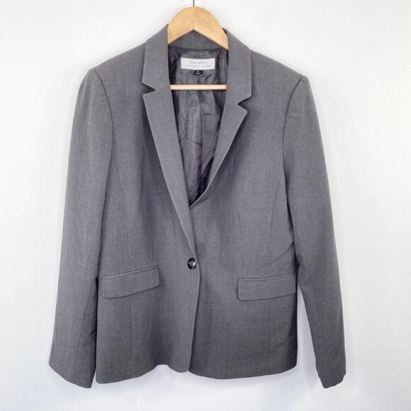 Tahari ASL Grey One-Button Long Sleeve Blazer Jacket Women's Size 12 - Picture 1 of 8